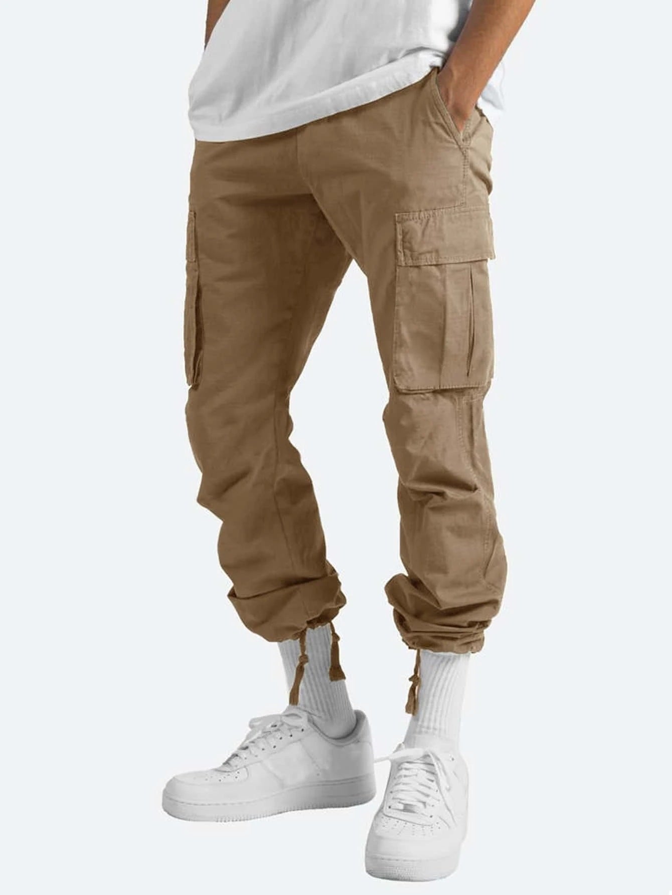 New Men's Overalls Drawstring Multi-Pocket Casual Pants