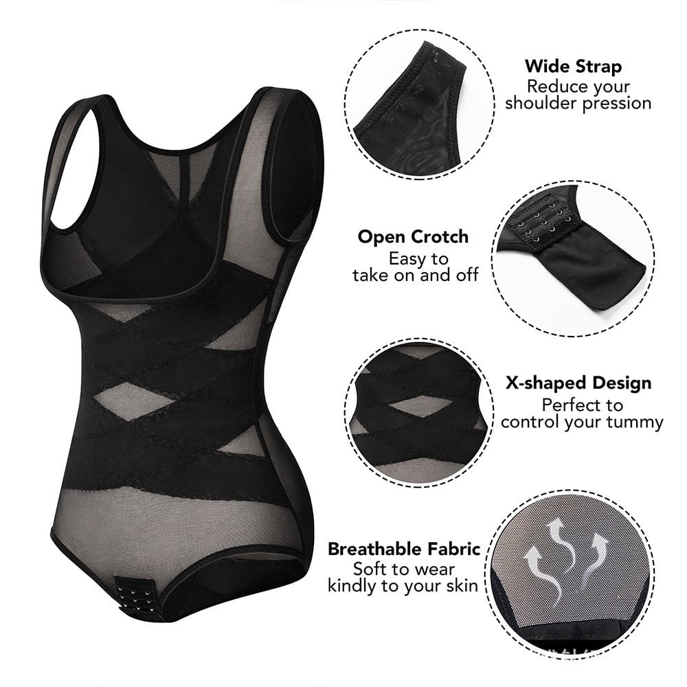 💝Women 2025 Tummy Control Mesh Slimming Girdles Shapewear Bodysuit